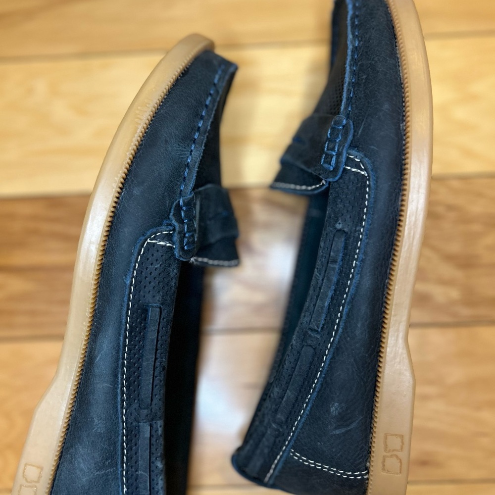 NWOT Bed Stu Leather Navy Blue Loafers Boat Shoes - Picture 8 of 12